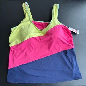 Lands End Underwire Tankini Top Colorblock Size 26W NWT